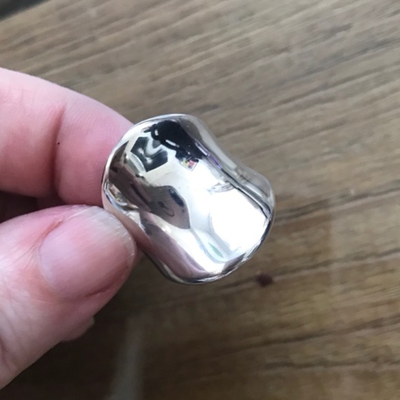 Sterling Silver Curved Sculpted Statement Ring 6 - Picture 6 of 8